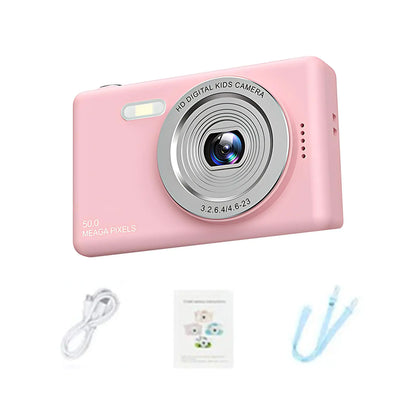 48MP Compact Digital Camera 4K - Vintage Vlogging & Travel Use with 8X Zoom (Pink)
