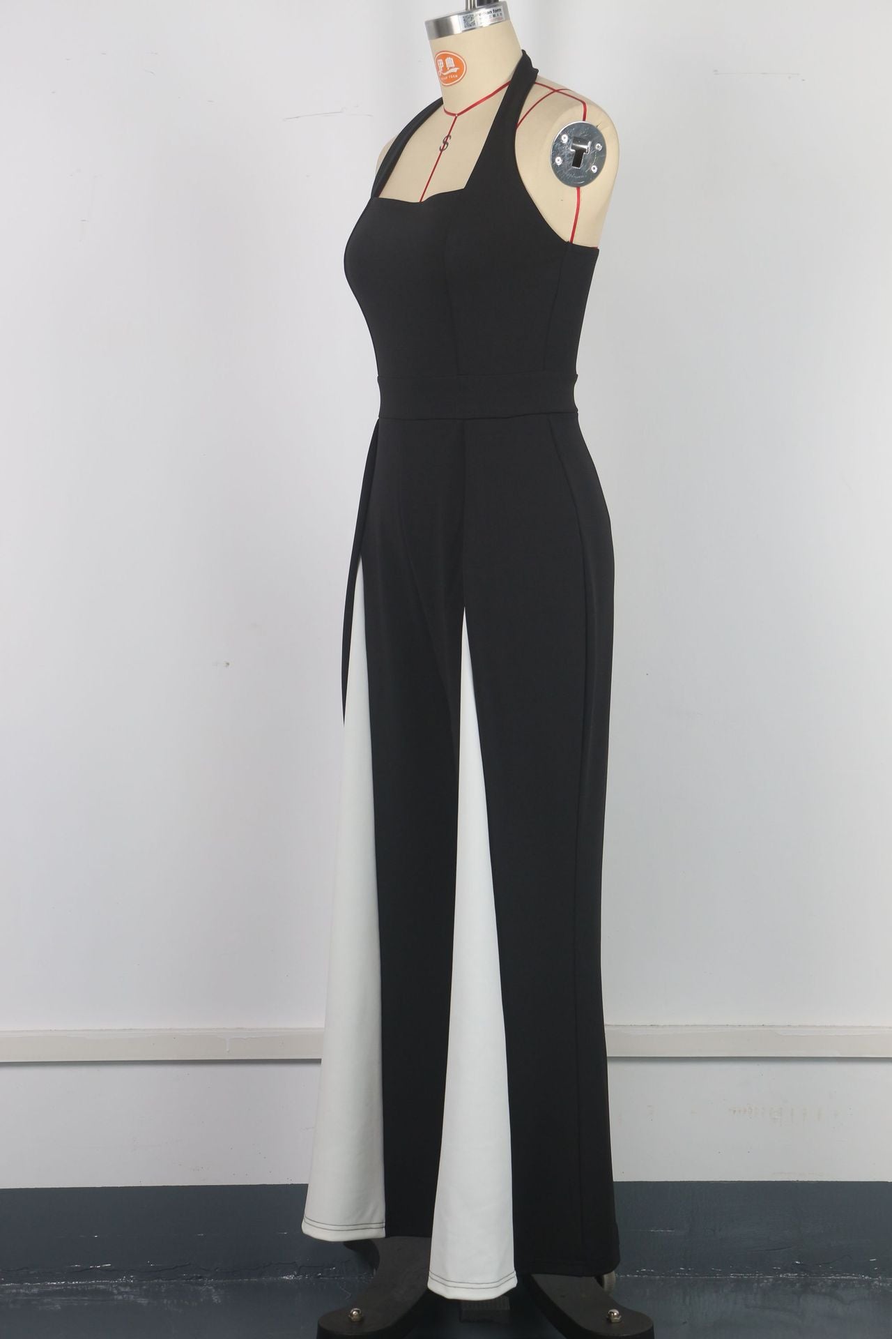 Black And White Halter Jumpsuit
