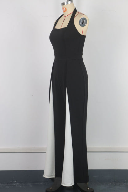 Black And White Halter Jumpsuit