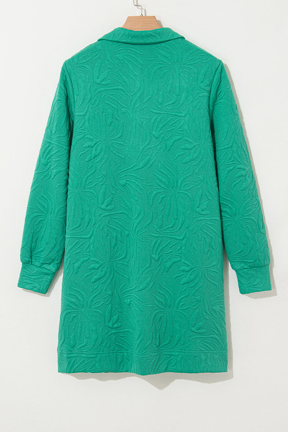 Vestido corto recto con cremallera de un cuarto y textura de jacquard verde mar
