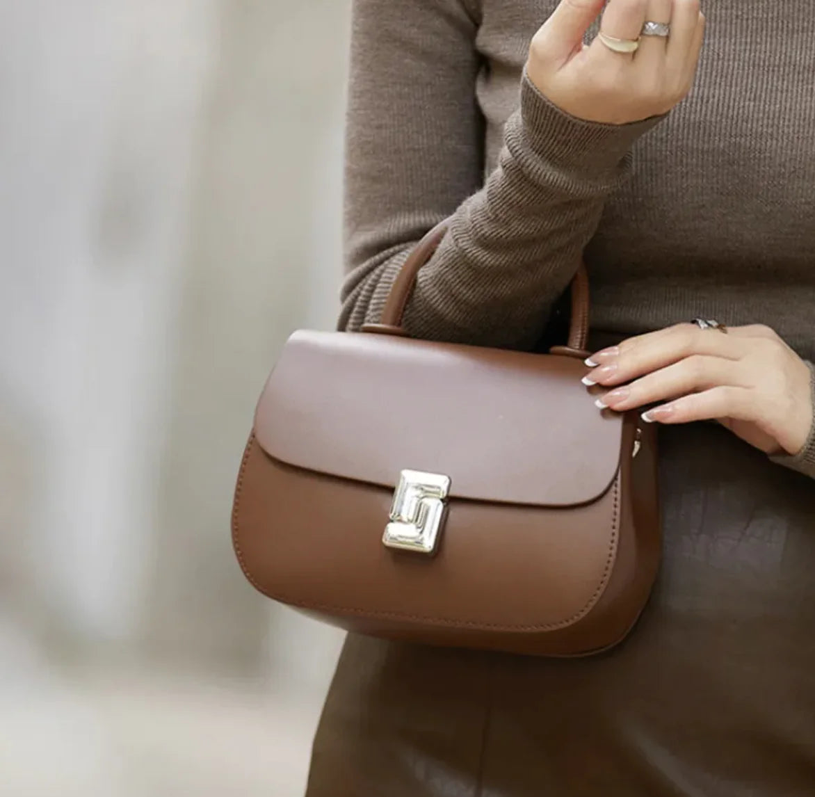 Bolso bandolera estilo sillín de cuero retro