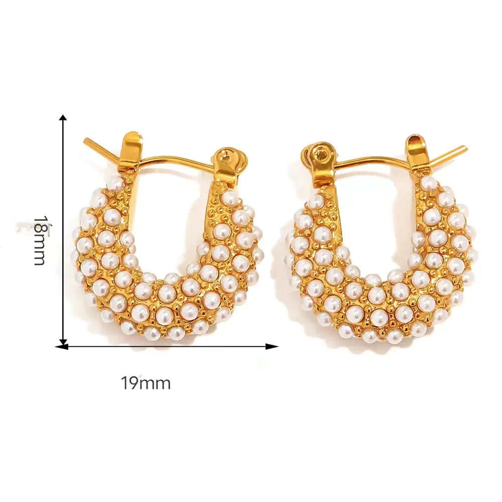 U-Shaped Pearl Design Earrings in Titanium Steel