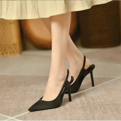 Purple Pointed Toe High Heels - Elegant Mule Sandals