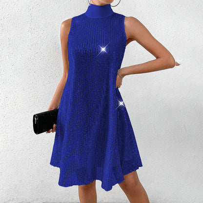 Women's Sparkly Sequin Sleeveless Evening Party Dress