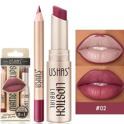 Lápiz labial nude mate resistente al agua y sin manchas