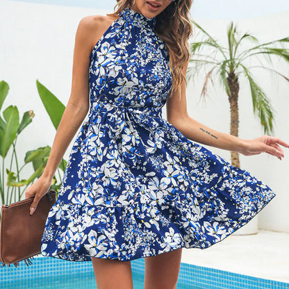 Summer Blossom Halterneck Ruffle Dress