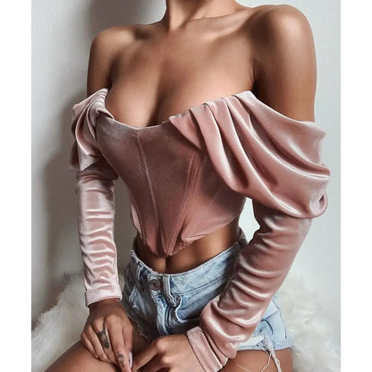 Velvet Elegance Off-Shoulder Top