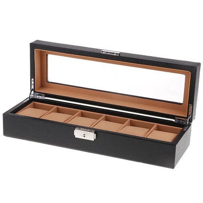 Black Carbon 6-Watch Organizer Box