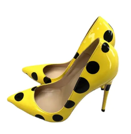 Polka Dot Pointed-Toe Heels - Color Block Design (One Pair)