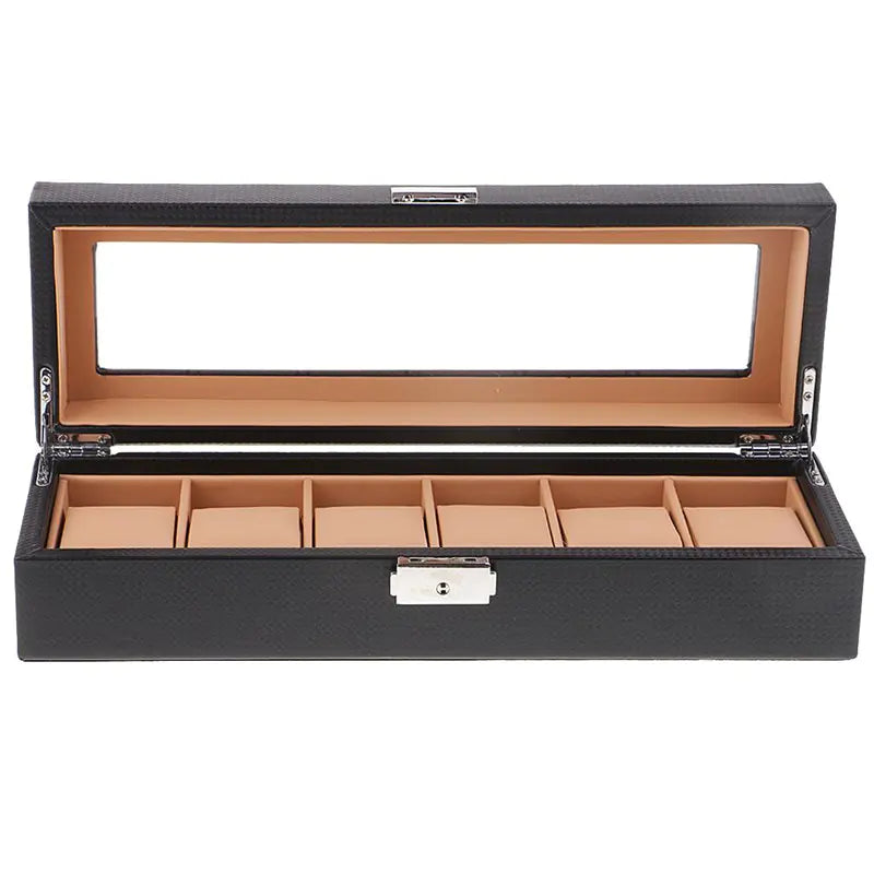 Black Carbon 6-Watch Organizer Box