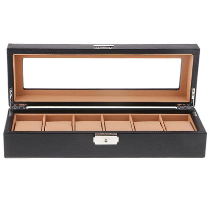Black Carbon 6-Watch Organizer Box