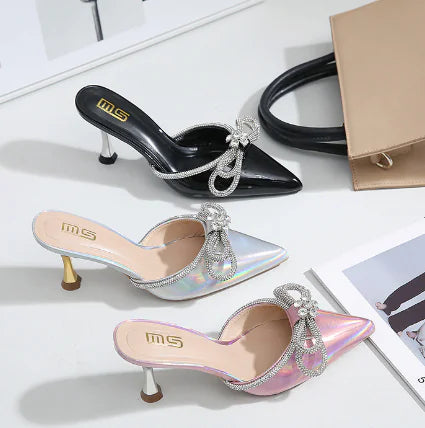 Luxury Rhinestone Bow Slip-Ons