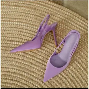 Purple Pointed Toe High Heels - Elegant Mule Sandals
