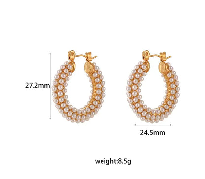 U-Shaped Pearl Design Earrings in Titanium Steel