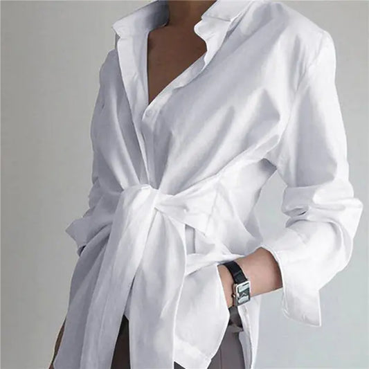 Elegant Long Sleeve Casual Strap Blouse for Spring