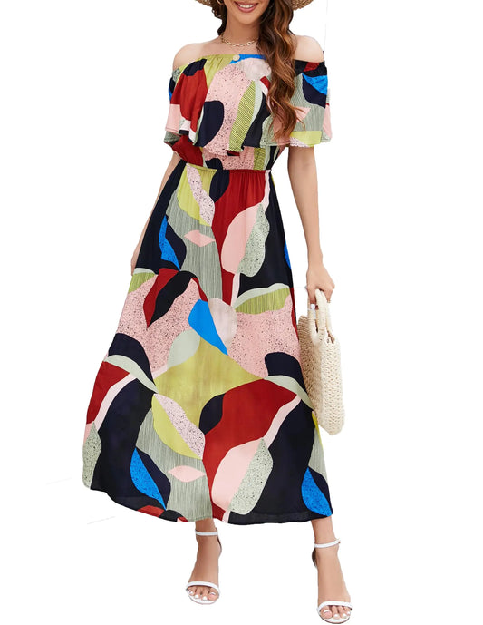 Vestidos casuales Bluetime para mujer, estilo bohemio, con estampado floral, largos y maxi (XXL Floral10)