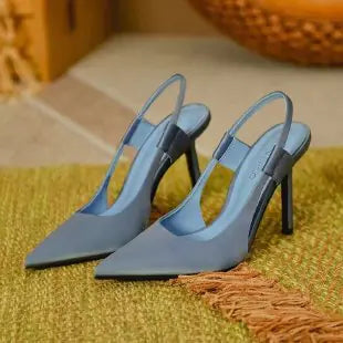 Purple Pointed Toe High Heels - Elegant Mule Sandals