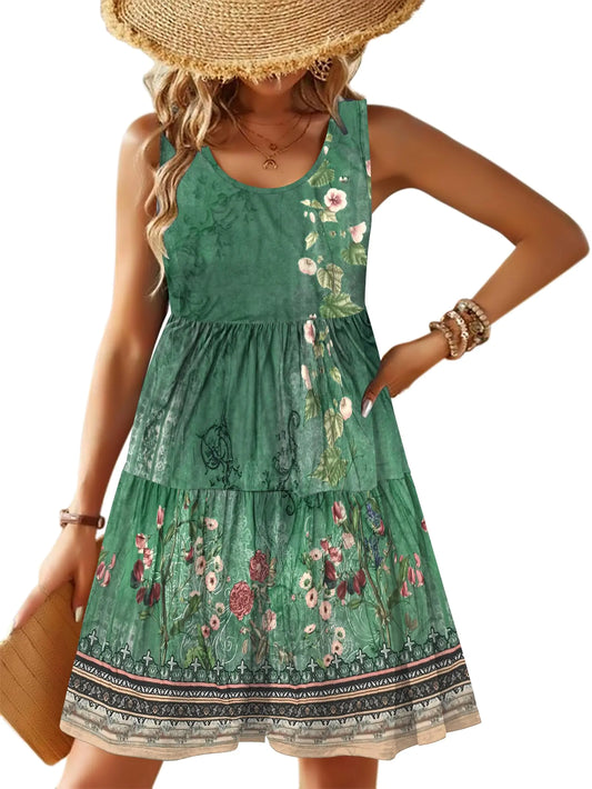 Vestido midi floral con bolsillos Zeagoo Boho Bliss