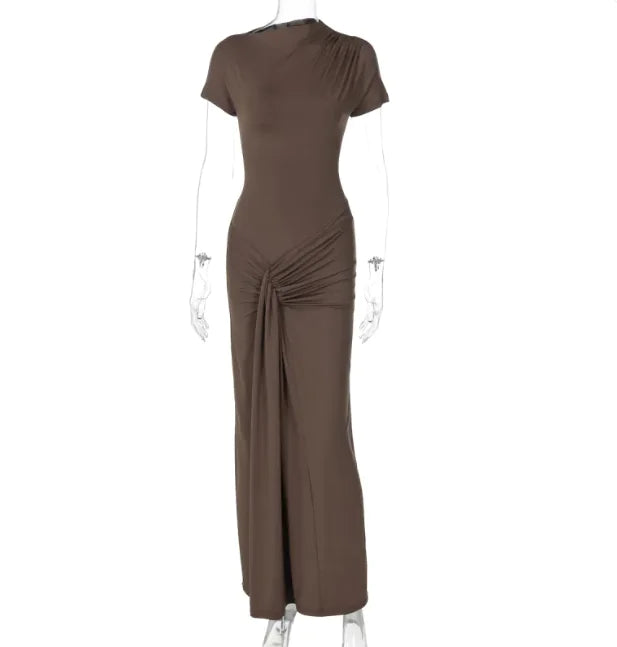 Vestido midi plisado con cordones
