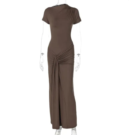 Vestido midi plisado con cordones