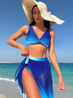 Stylish Blue Gradient Swimwear Set