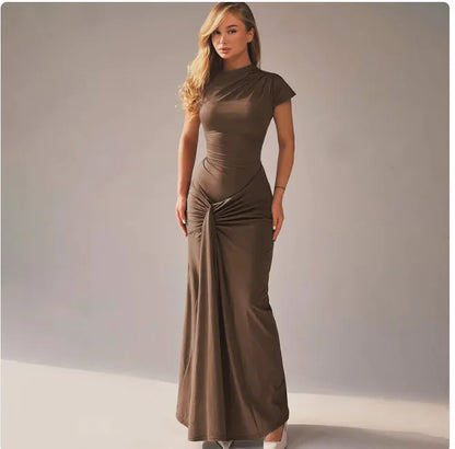 Vestido midi plisado con cordones