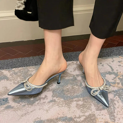 Luxury Rhinestone Bow Slip-Ons