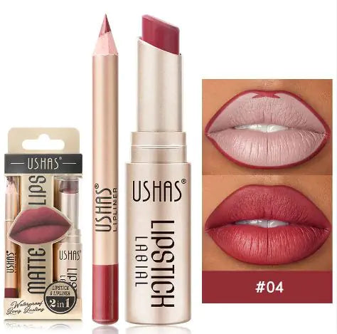 Lápiz labial nude mate resistente al agua y sin manchas