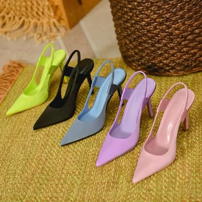 Purple Pointed Toe High Heels - Elegant Mule Sandals